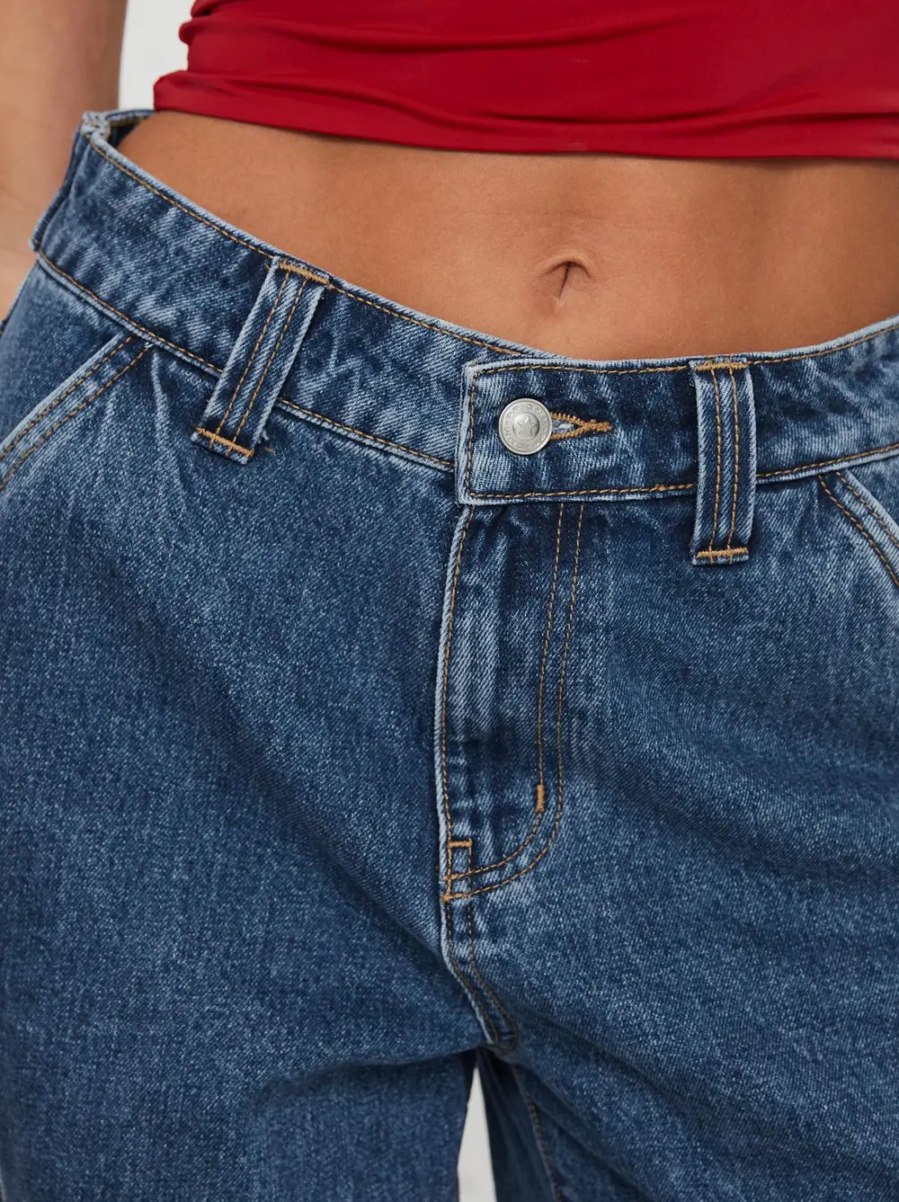 Mika Carpenter Denim Shorts Mid Wash