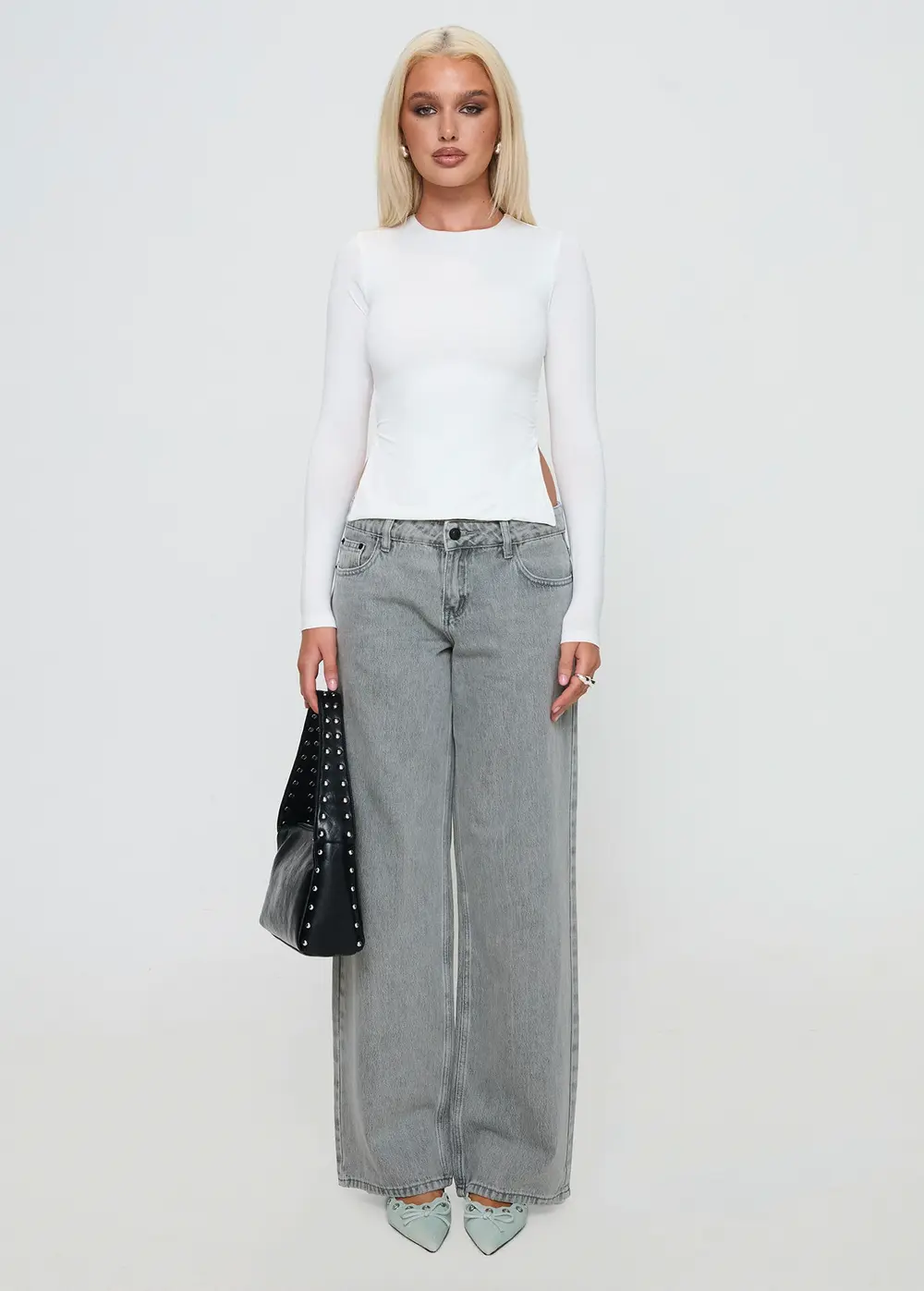 Ellanor Low Rise Straight Leg Jeans Washed Grey Petite