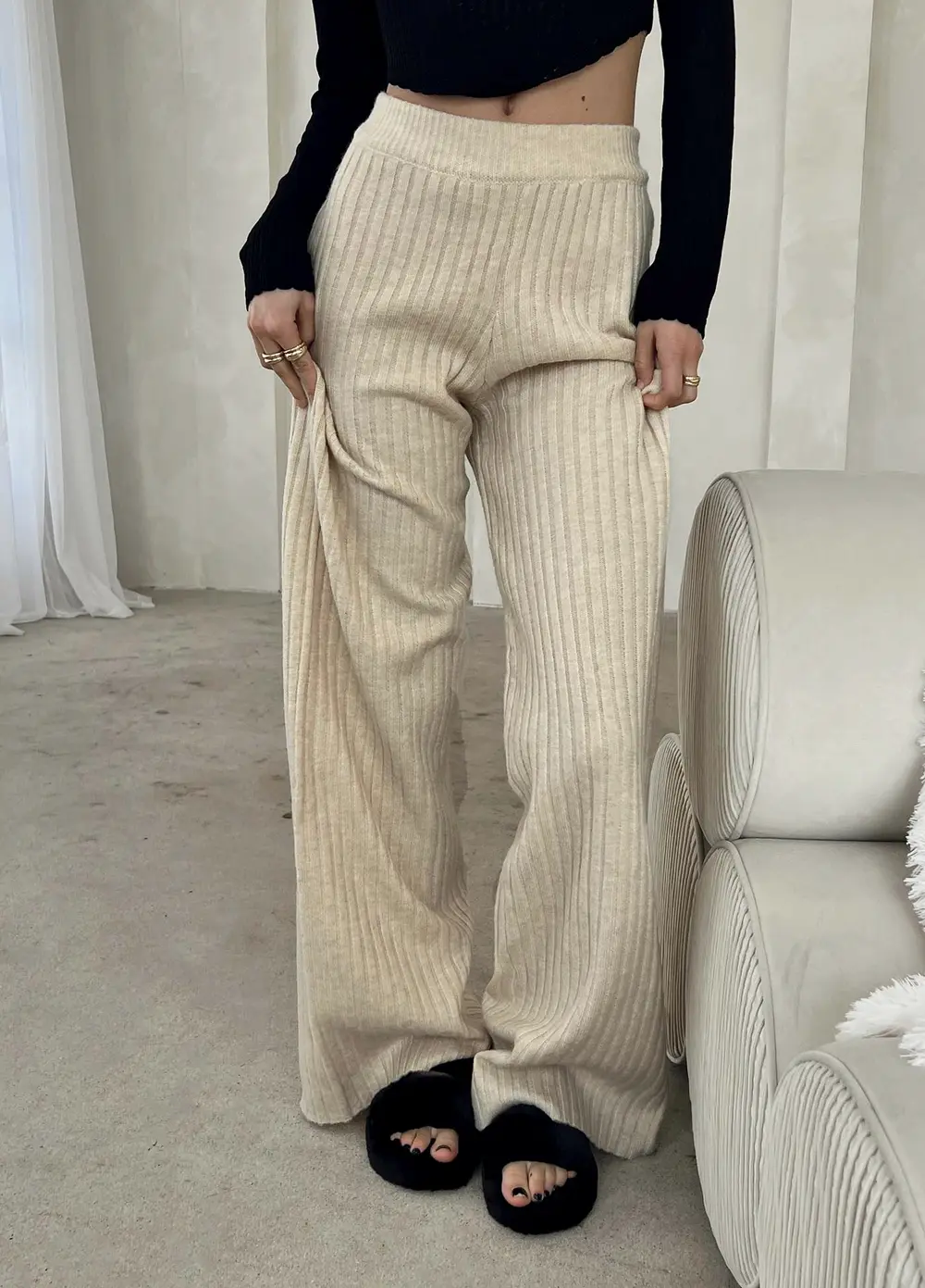 Montana Knit Pants Cream