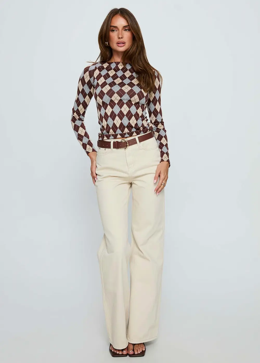 Maple Mid Rise Flare Jeans Ecru