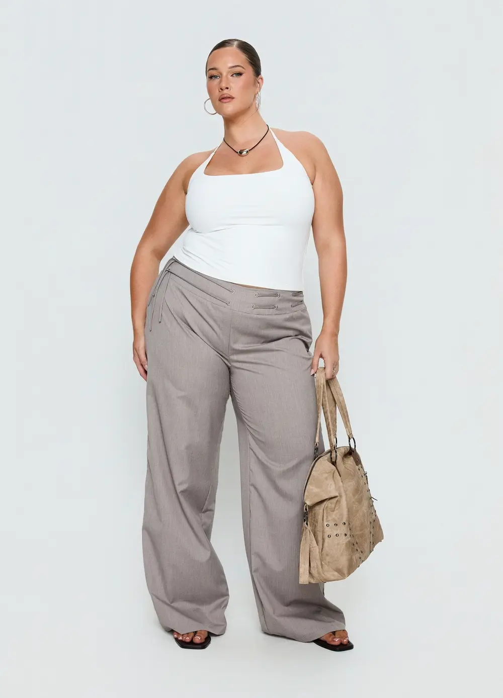 Just Have Fun Wide Leg Pant Grey Curve