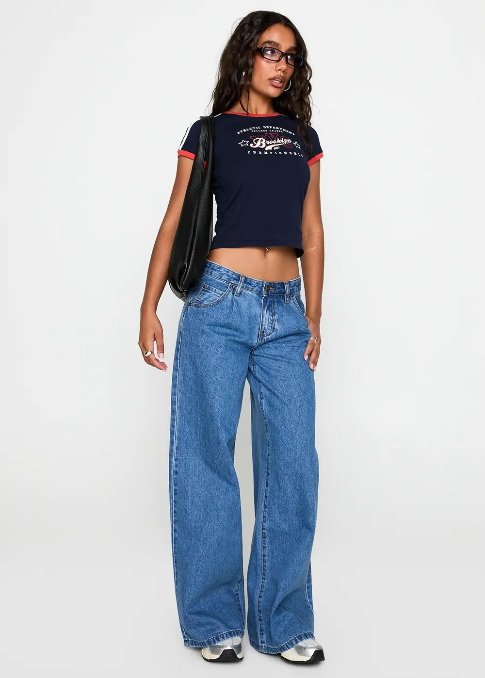 Supercut Low Rise Baggy Pleat Jeans Mid Blue