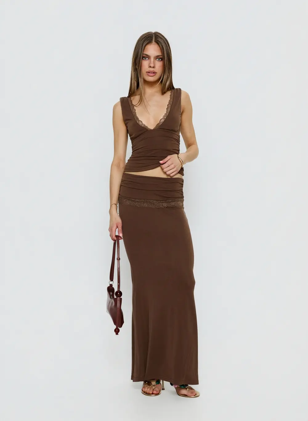 Zespri Jersey Maxi Skirt Brown