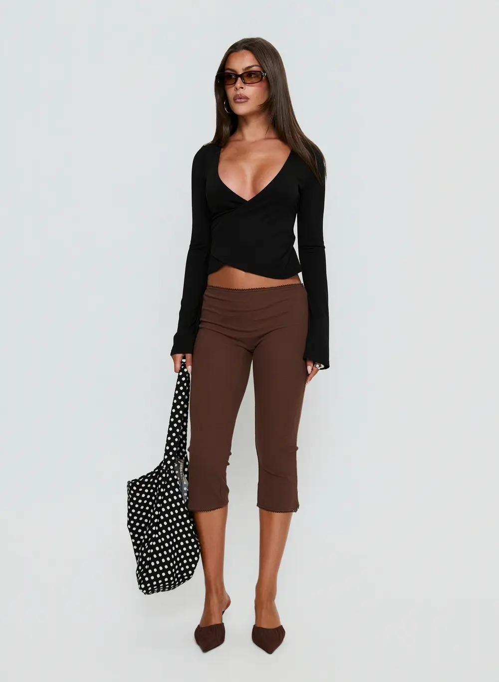 Baseline Rib Capri Pants Chocolate