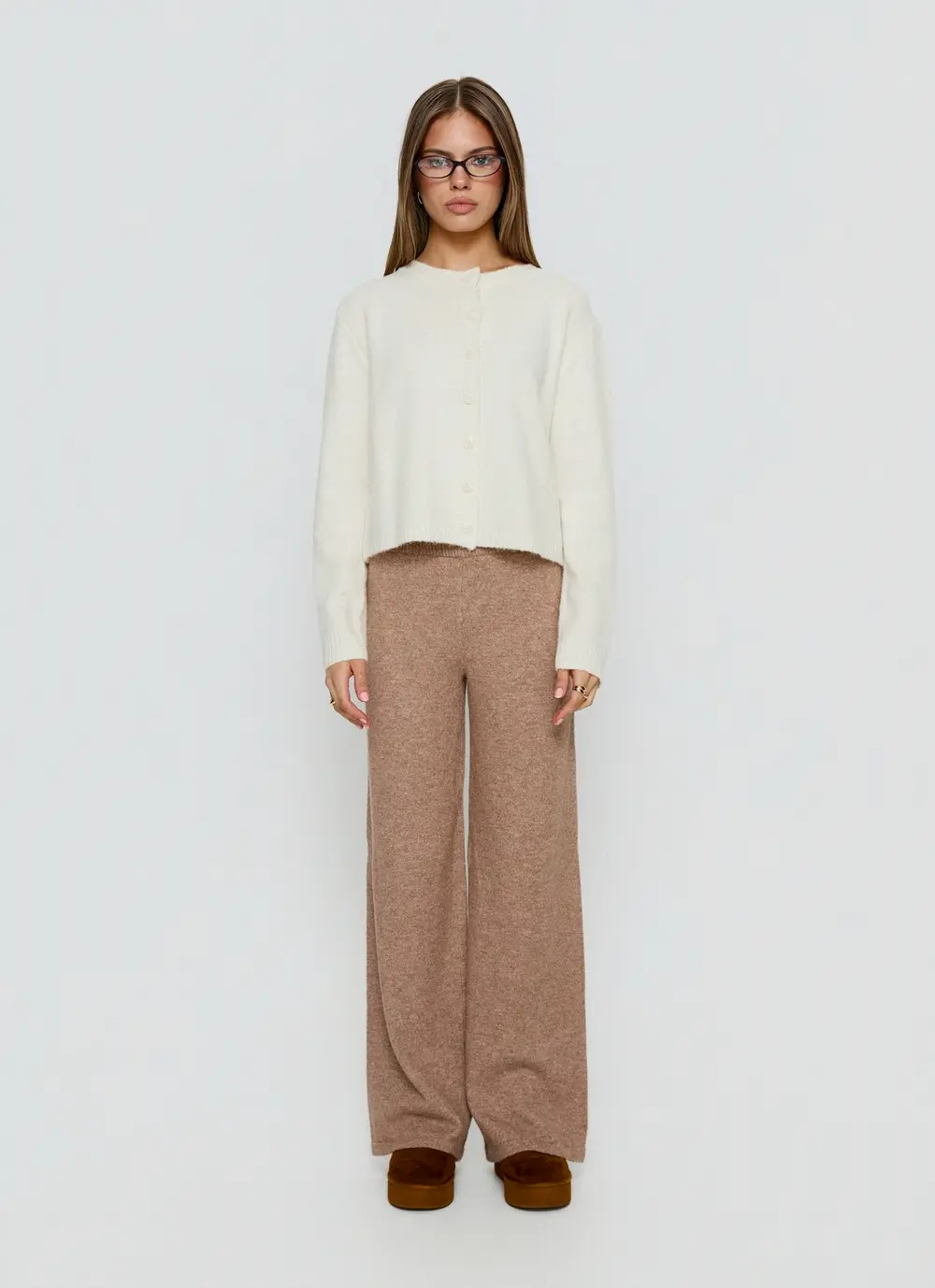 Bekki Wide Leg Knit Pant Mocha