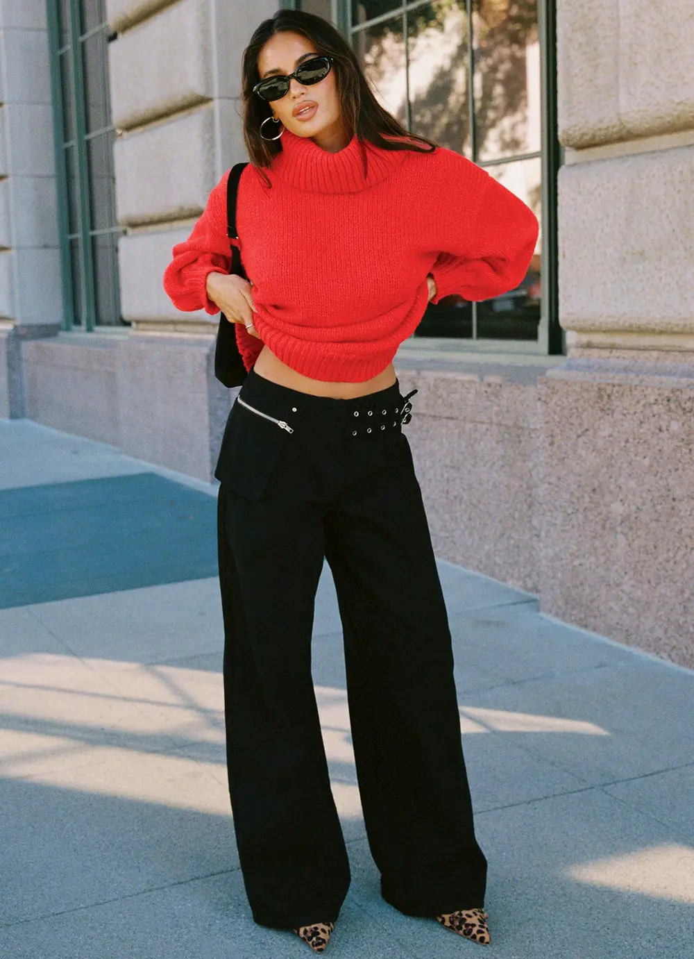 Paltrow Mid Rise Wide Leg Cargo Jeans Black