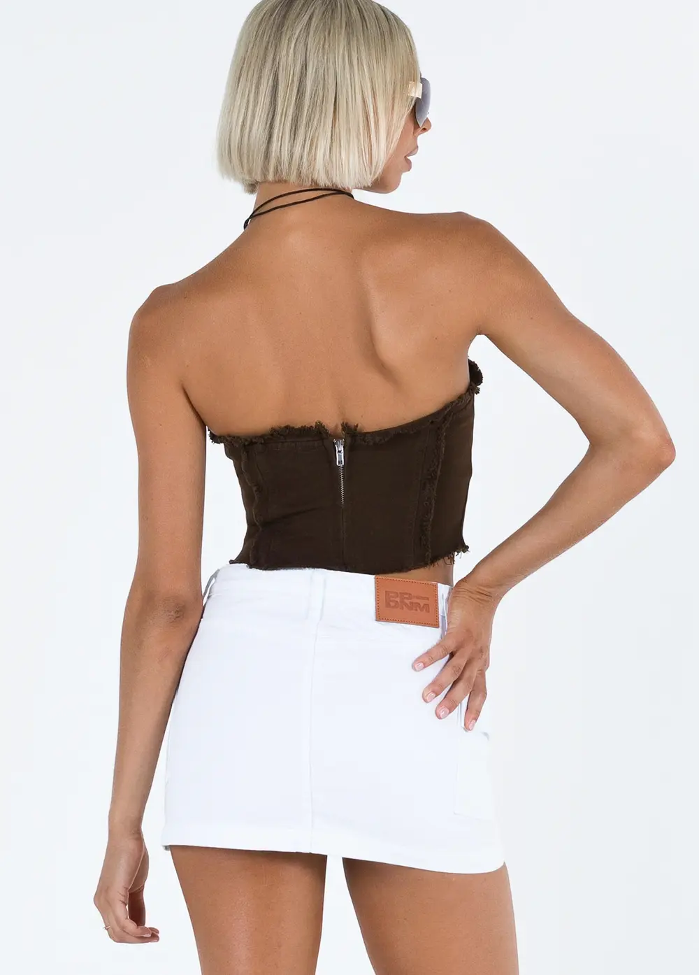 Zakai Cargo Denim Mini Skirt White