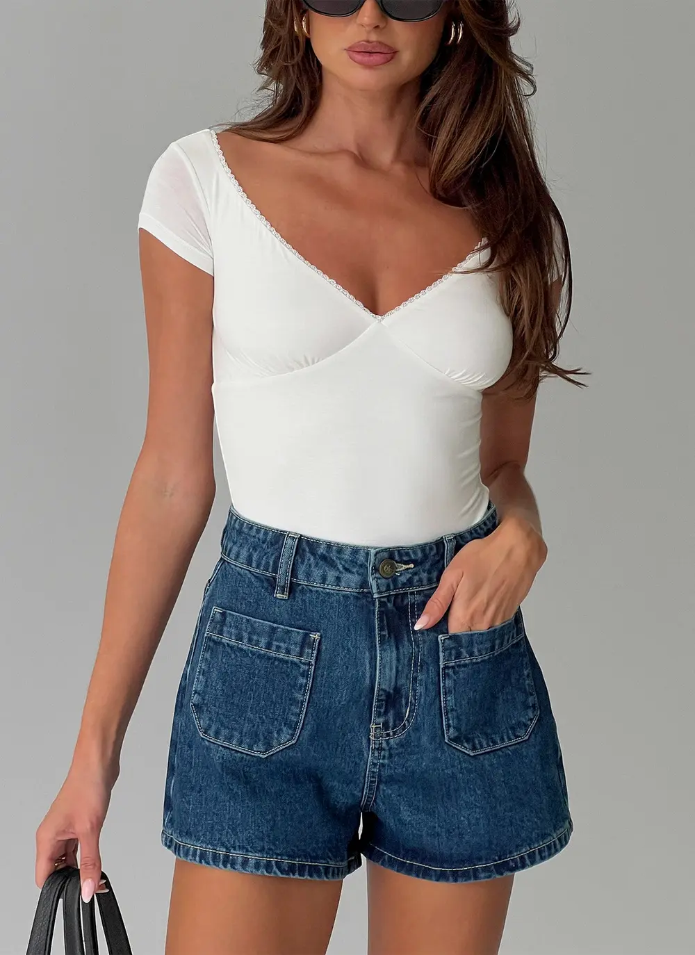 Take My Breath Denim Shorts Blue