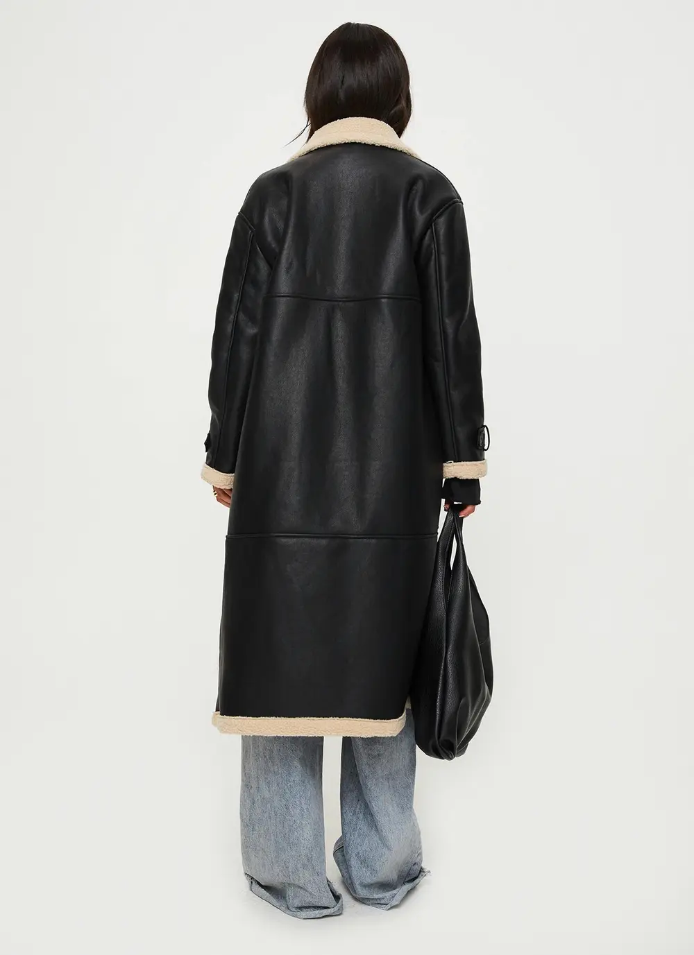 Day 'n' Night Longline Shearling Coat Black