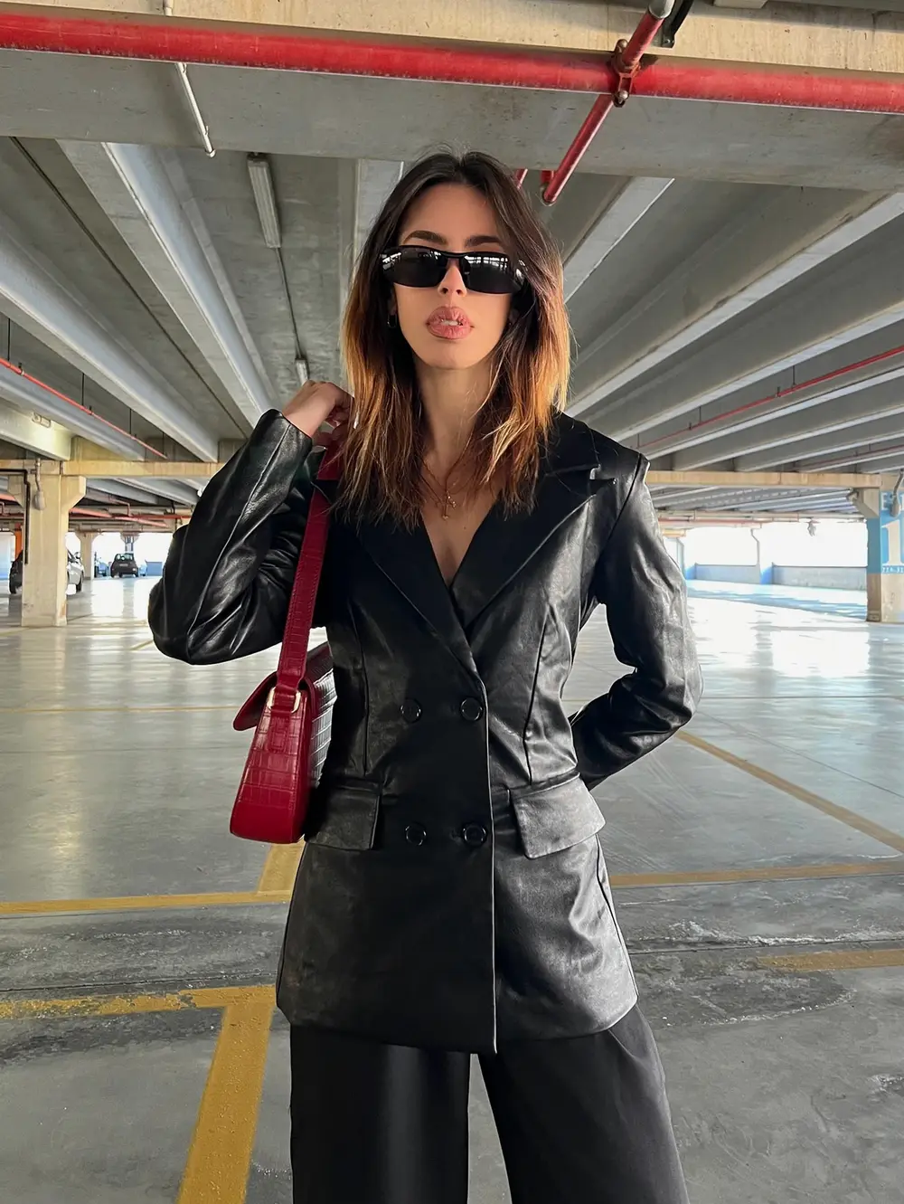 Ellen Faux Leather Blazer