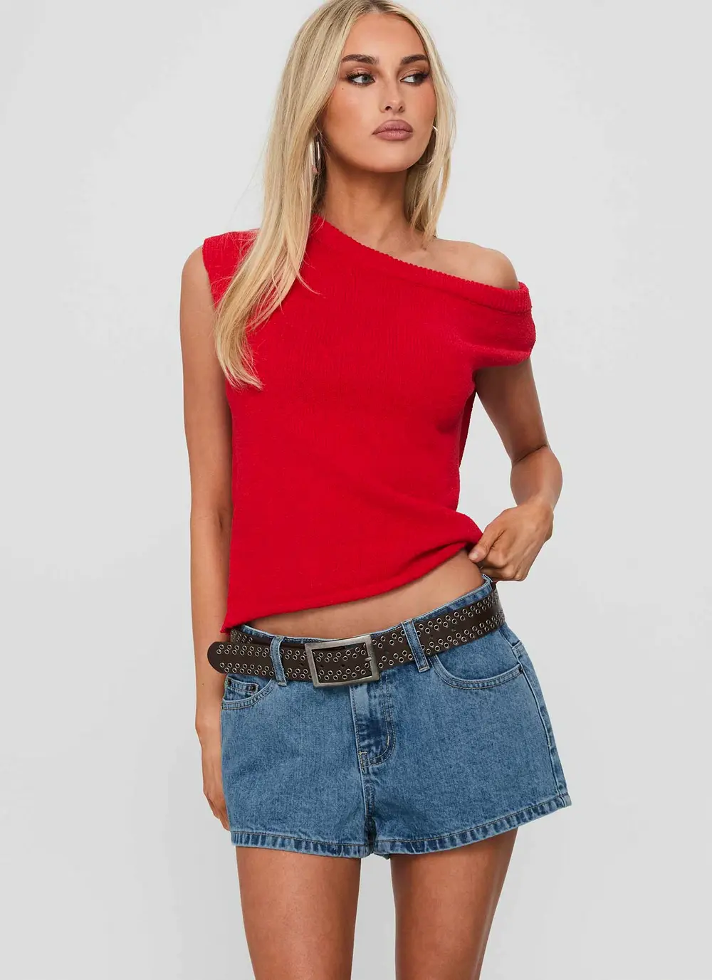 Dreamful Low Rise Mini Denim Shorts Mid Blue Wash