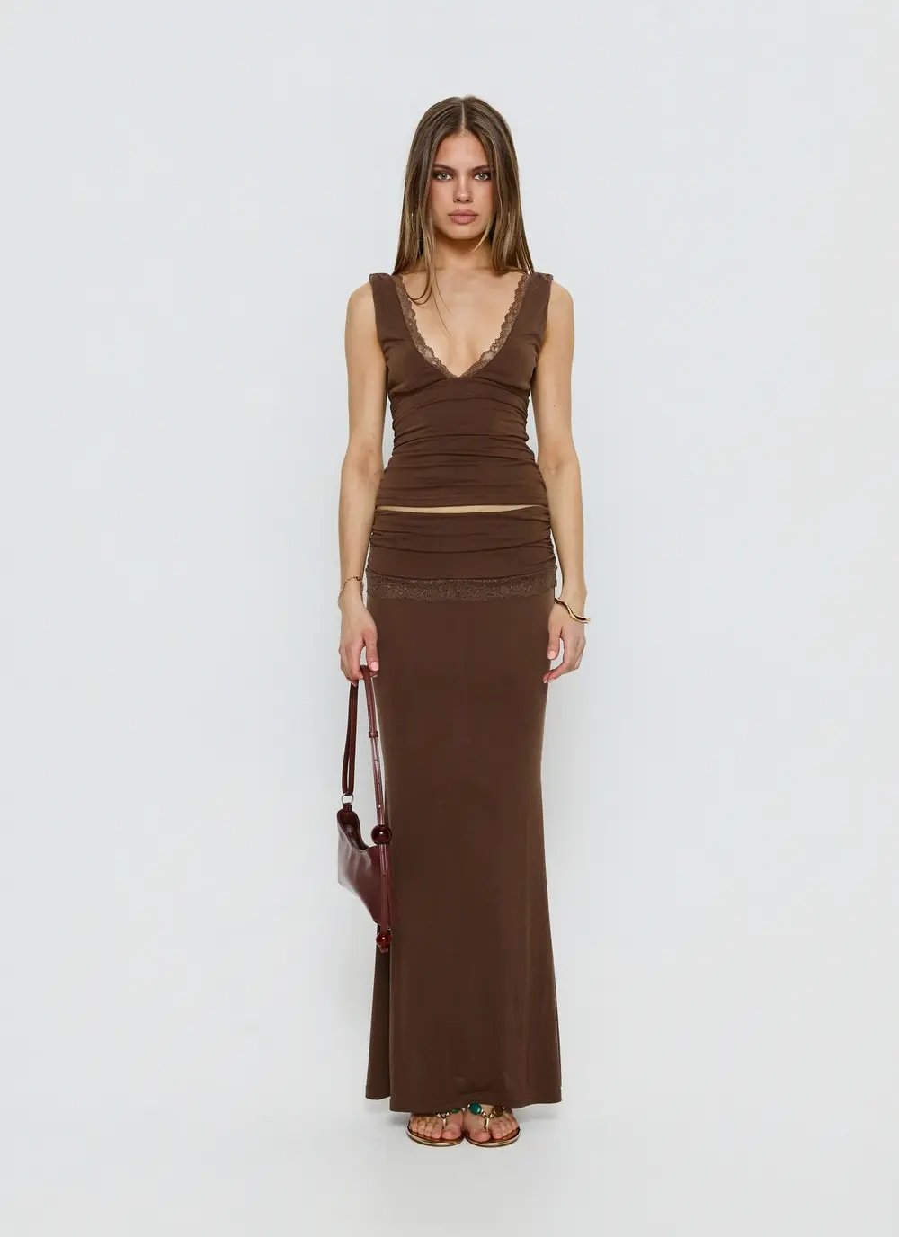 Zespri Jersey Maxi Skirt Brown