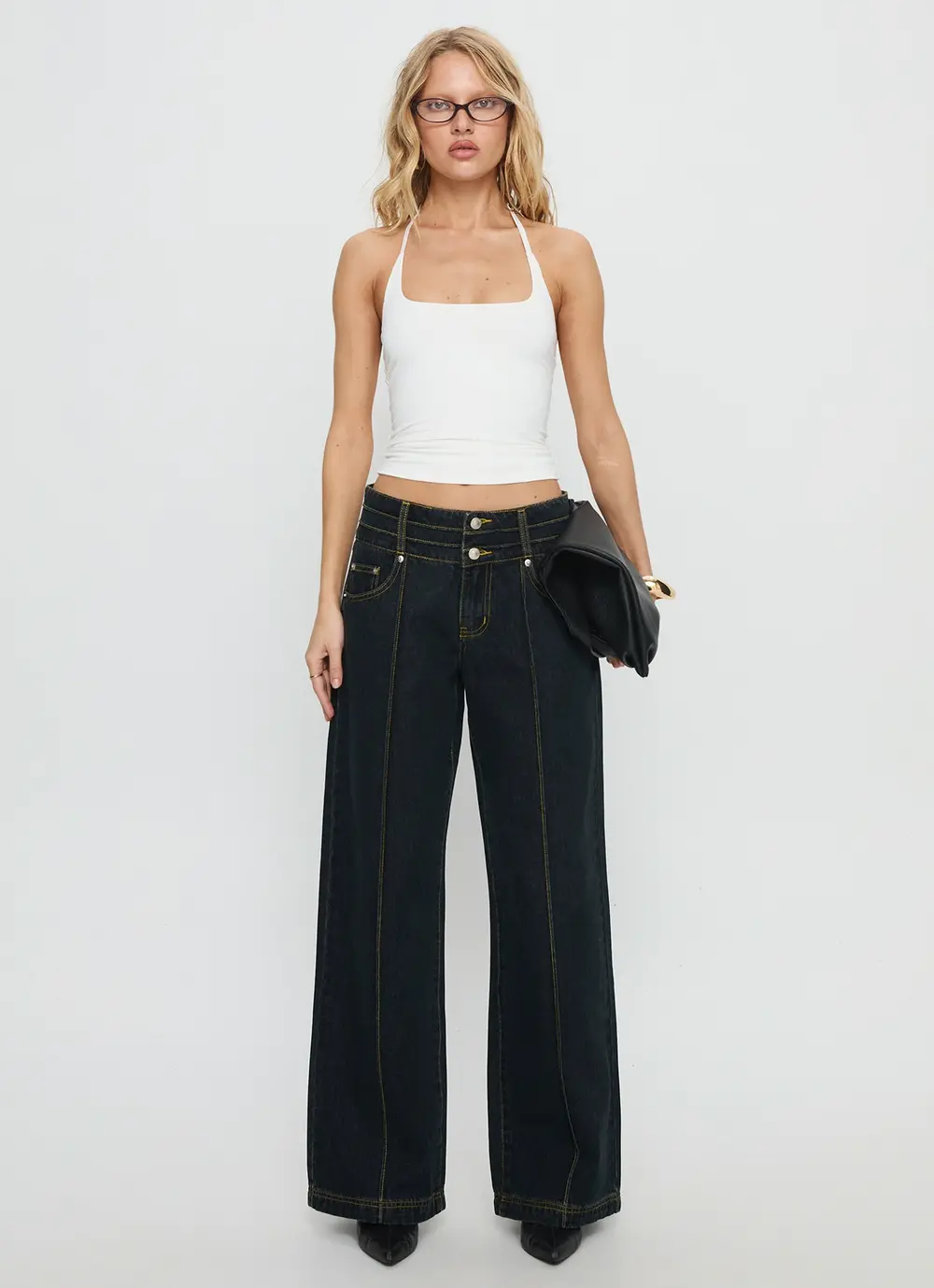 Hannalee Low Rise Wide Leg Jeans Grunge Wash