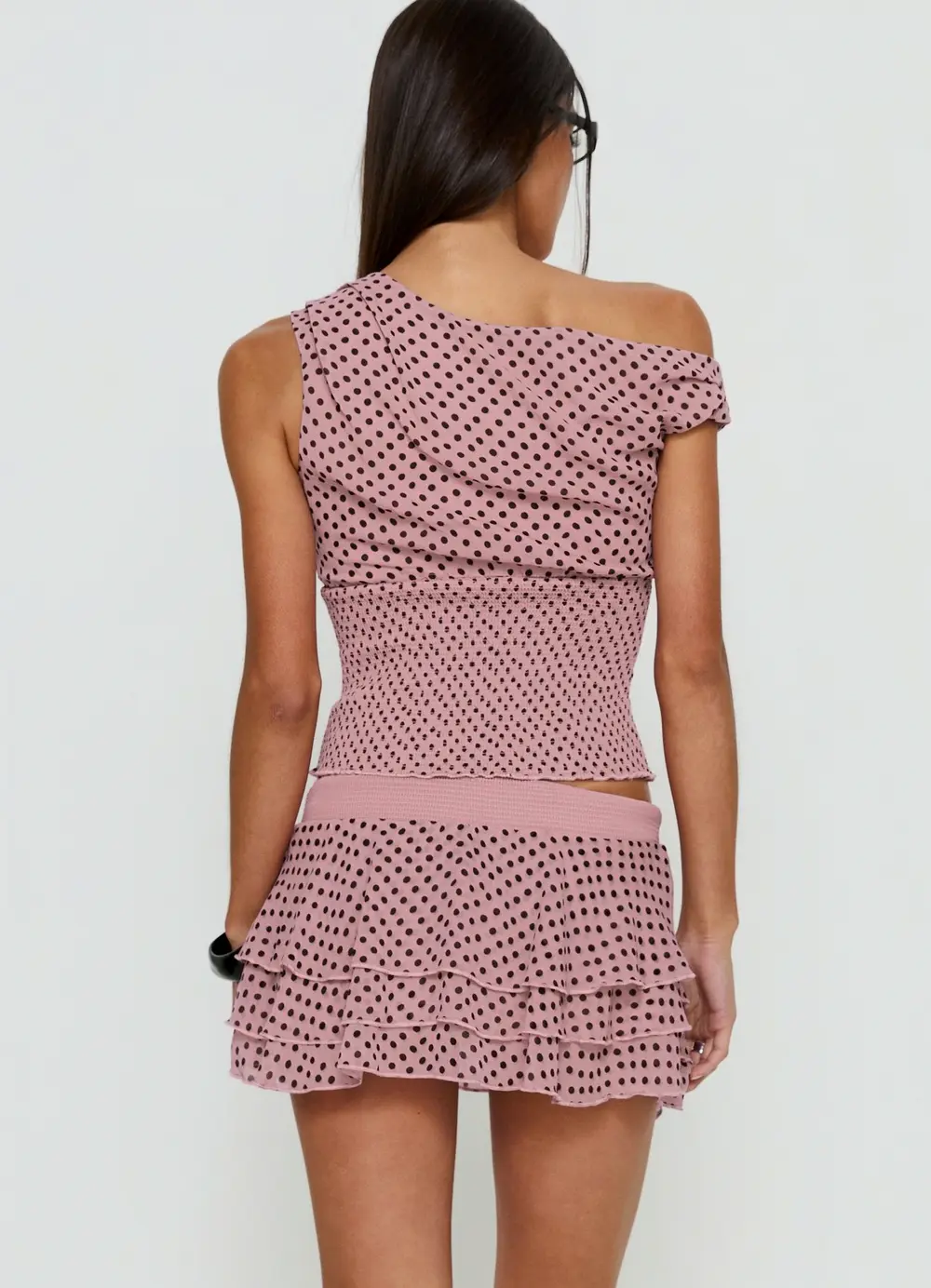 Ready To Party Frill Skort Pink / Black Polka