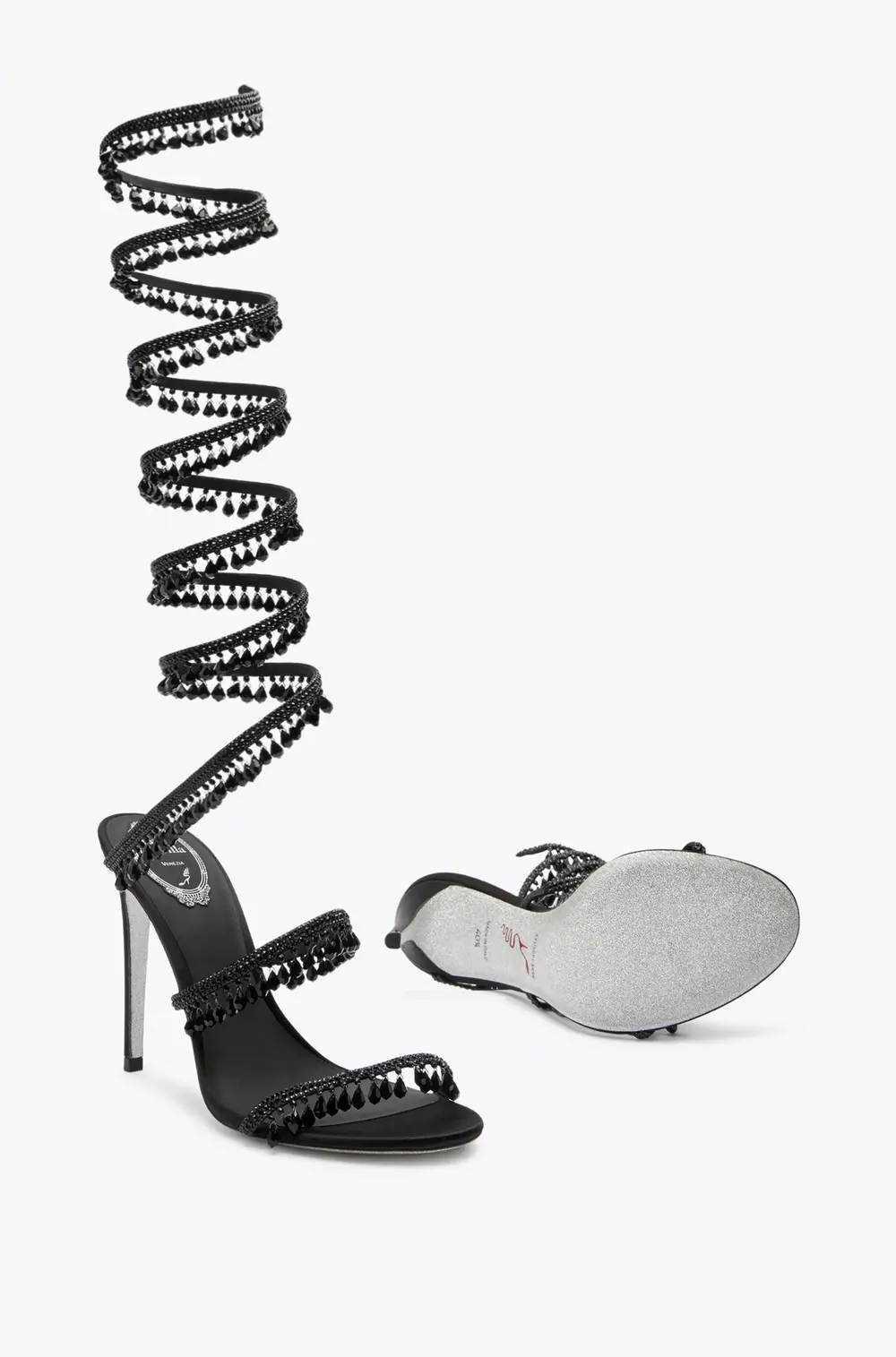 Rene Caovilla SUPER CHANDELIER BLACK SANDAL 105