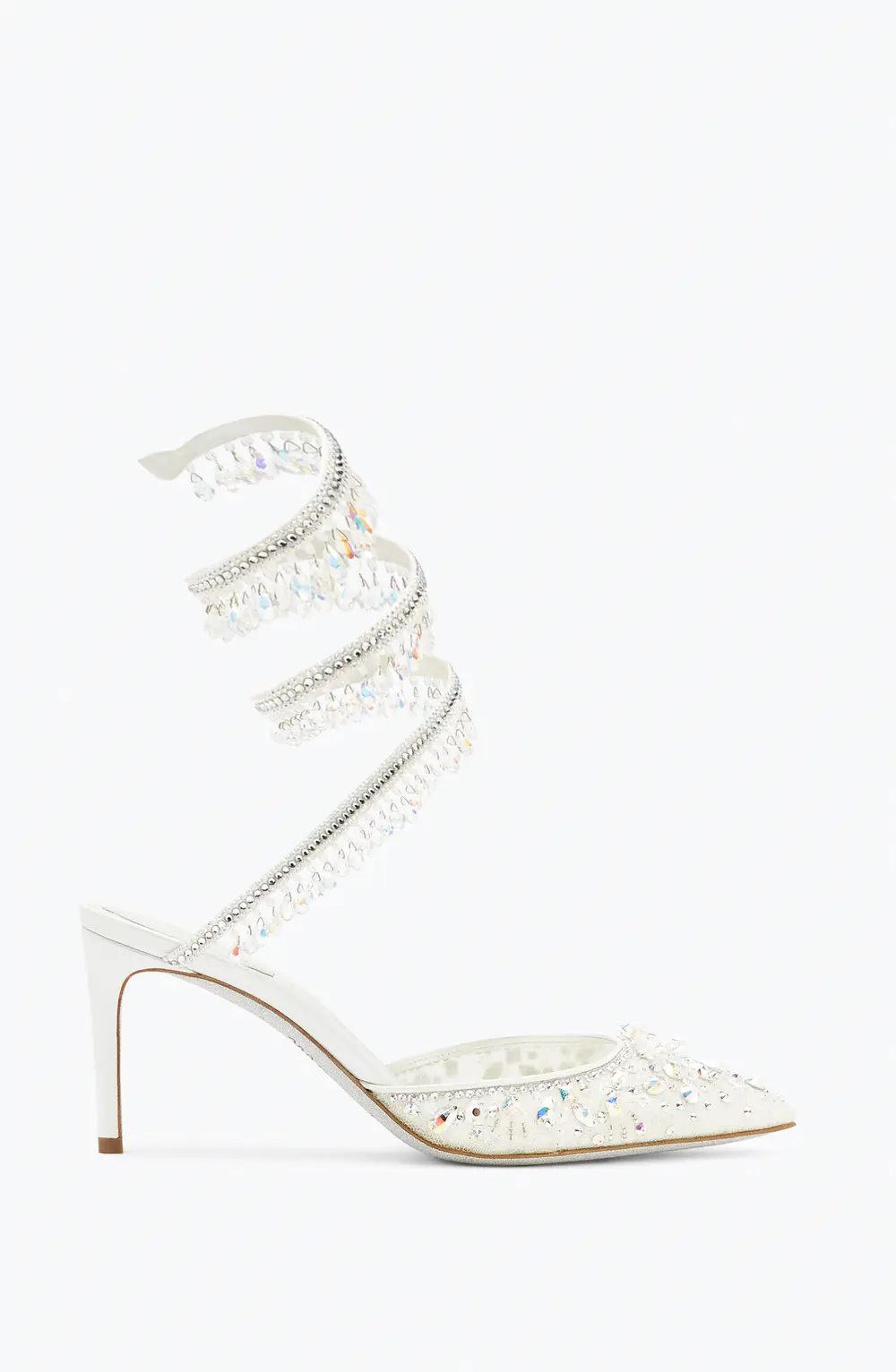 Rene Caovilla White Jewel Chandelier Pumps 75