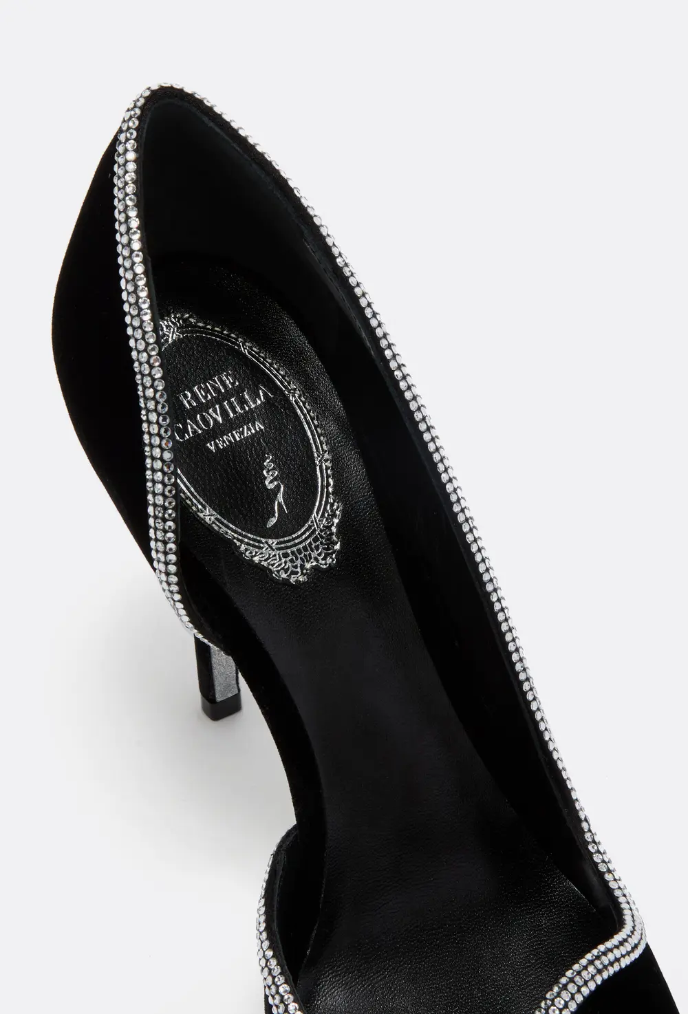 Rene Caovilla ONDA BLACK VELVET PUMP 100