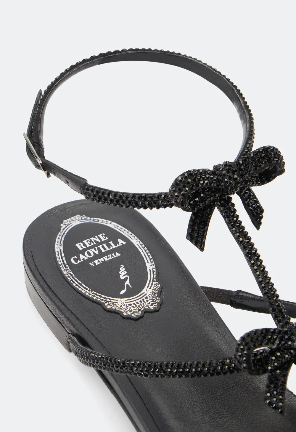 Rene Caovilla Caterina Black Flat Sandal 10