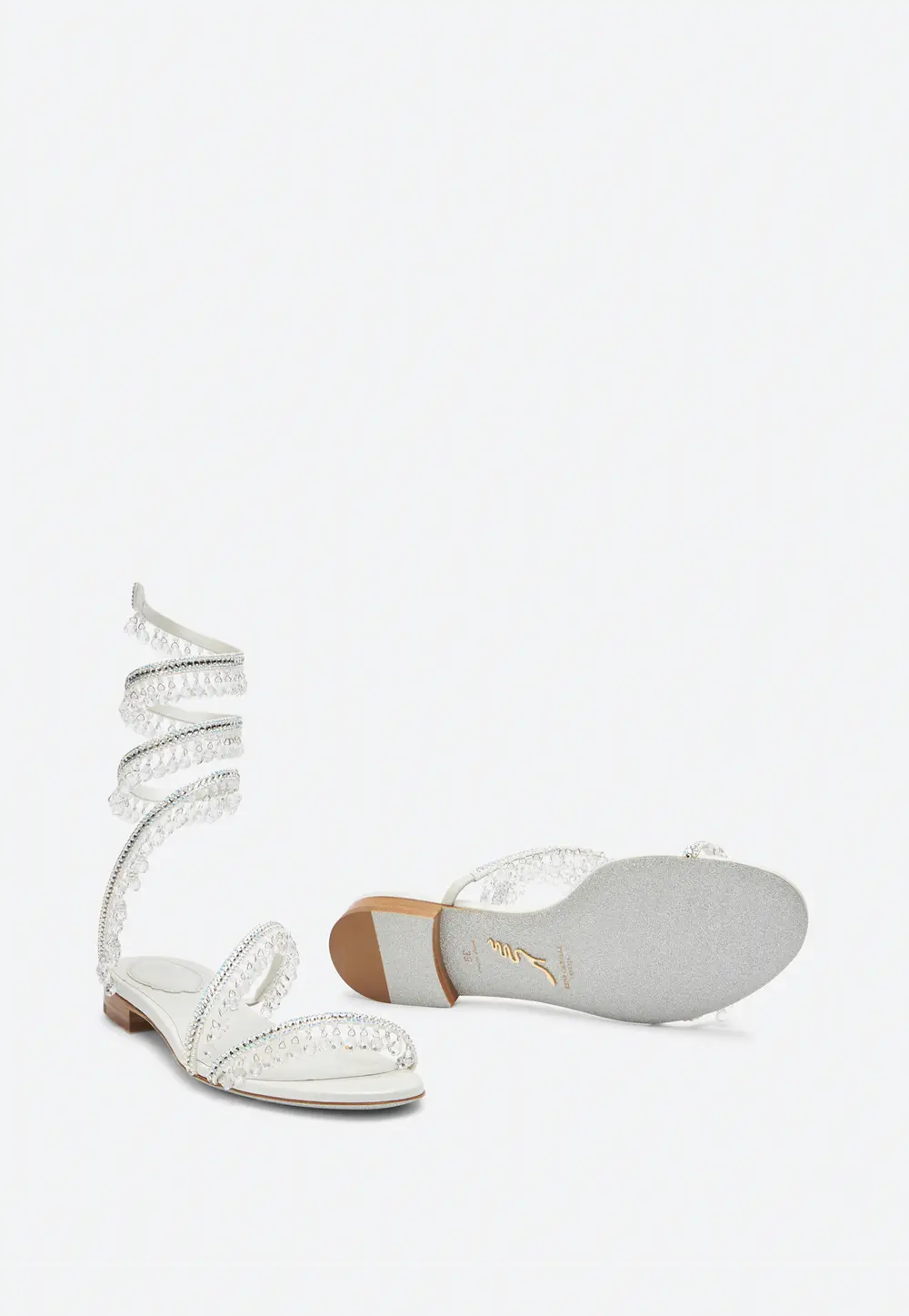 Rene Caovilla Chandelier Crystal Ivory Sandal 10