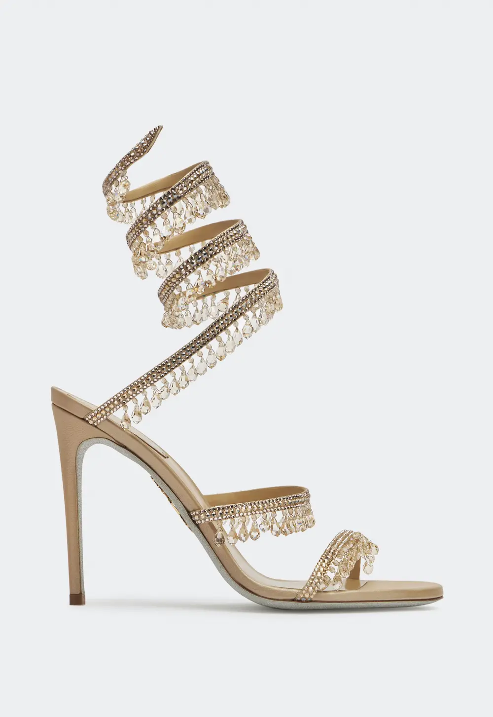 Rene Caovilla CHANDELIER CRYSTAL BEIGE SANDAL 105