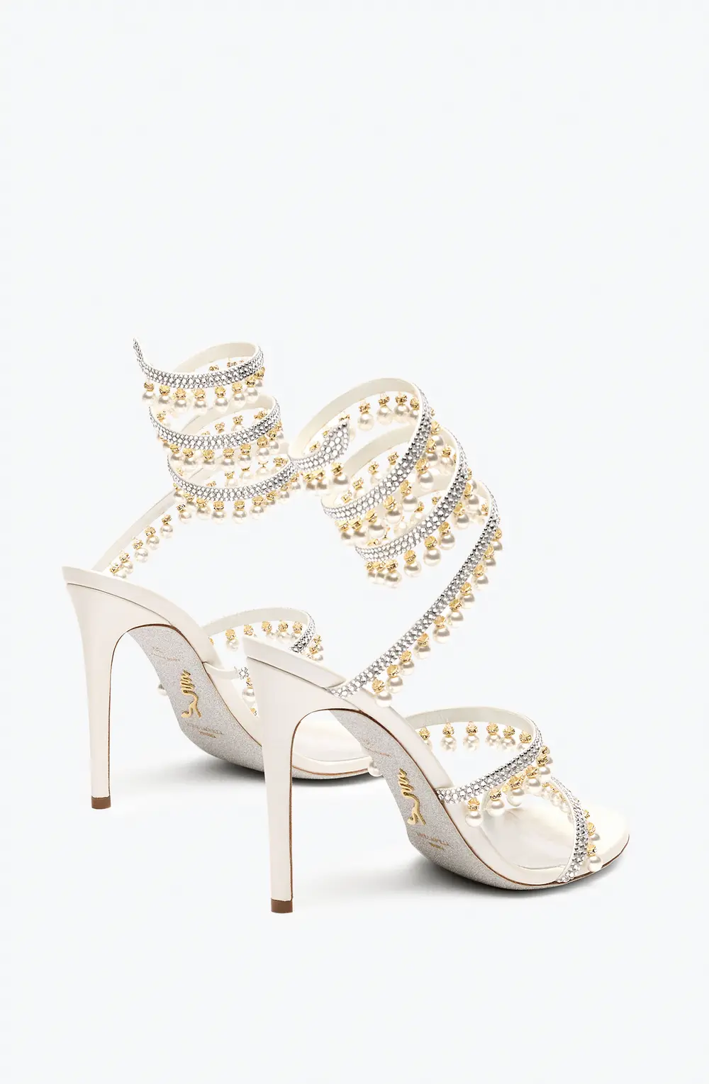 Rene Caovilla CHANDELIER IVORY SANDAL WITH PEARLS 105
