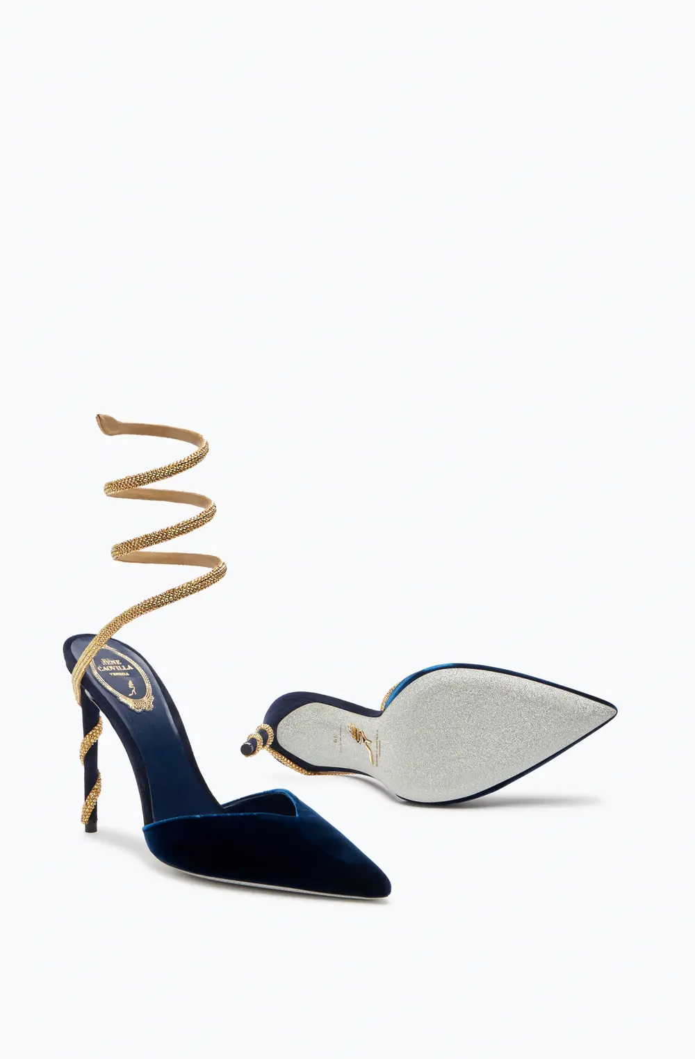 Rene Caovilla Margot Deep Blue Slingback Pump 105