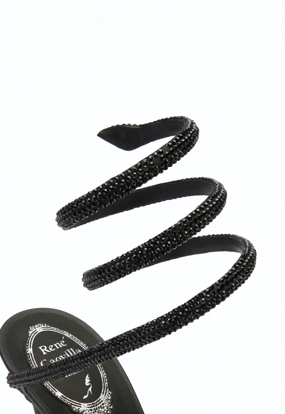 Rene Caovilla MARGOT CRYSTAL BLACK PLATFORM SANDAL 130
