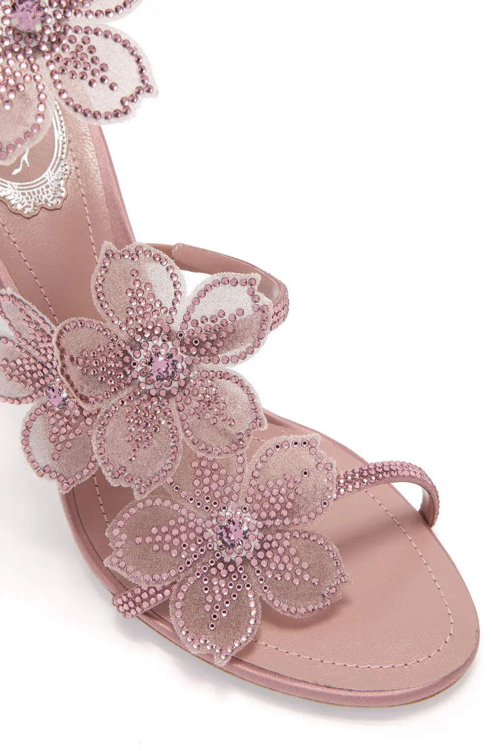 Rene Caovilla PEACH FLOWER BLUSH PINK SANDAL 80