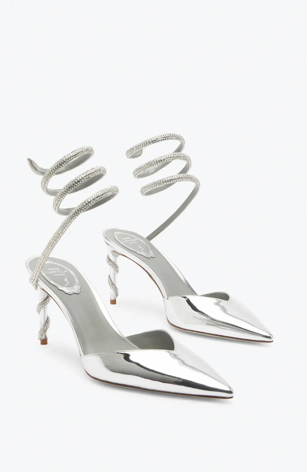 Rene Caovilla Margot Silver Pump 80
