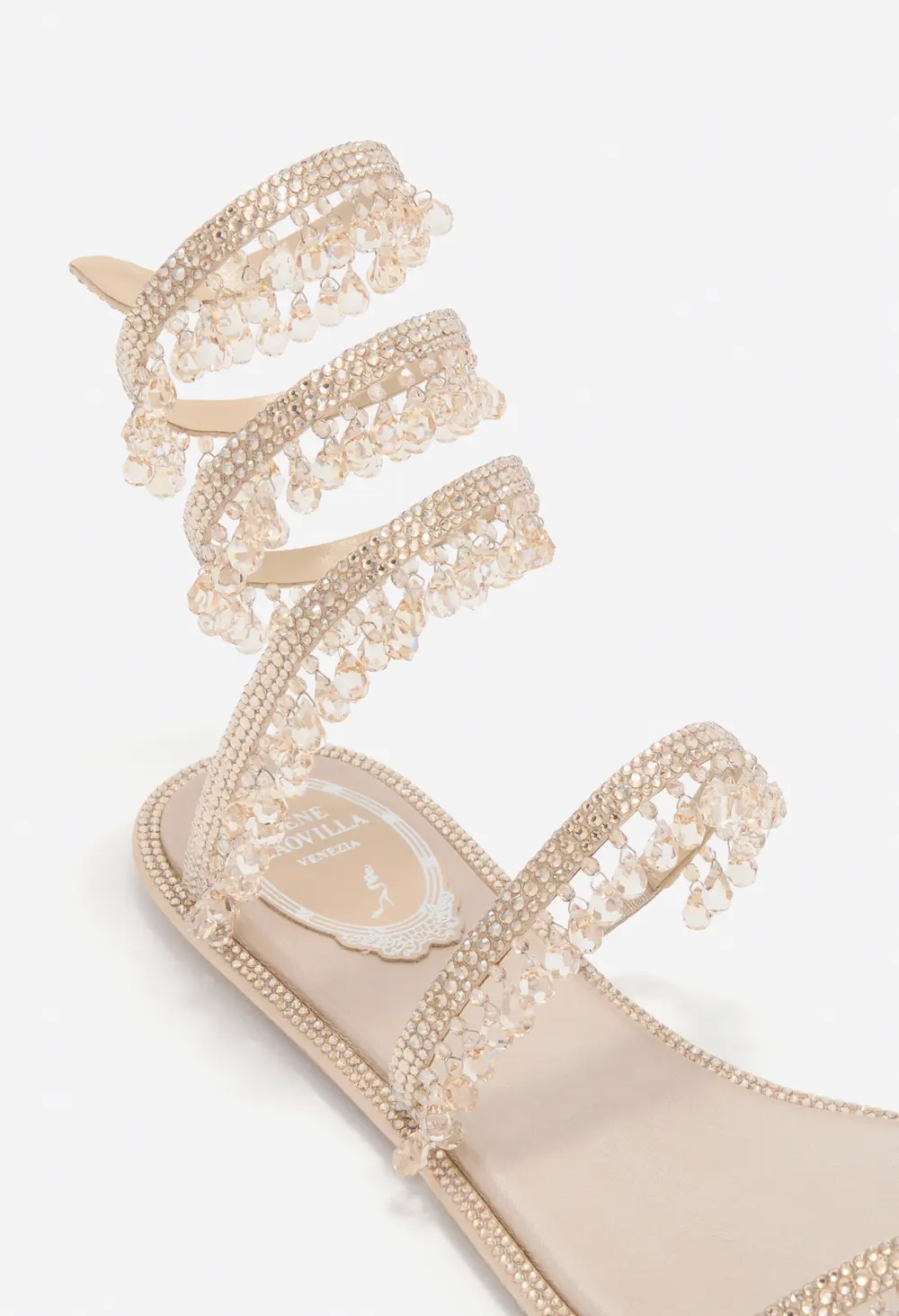 Rene Caovilla CHANDELIER GOLD FLAT SANDAL 10
