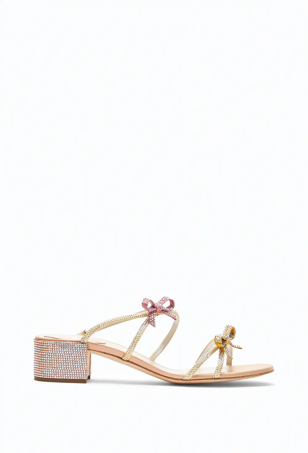 Rene Caovilla Caterina Peach Mule With Crystals 40