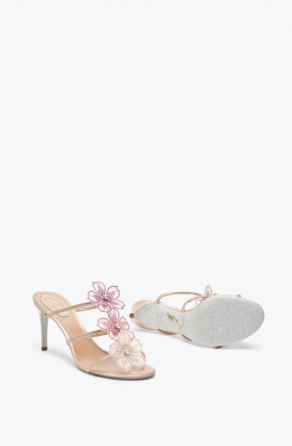 Rene Caovilla PEACH FLOWER PINK MULE 80