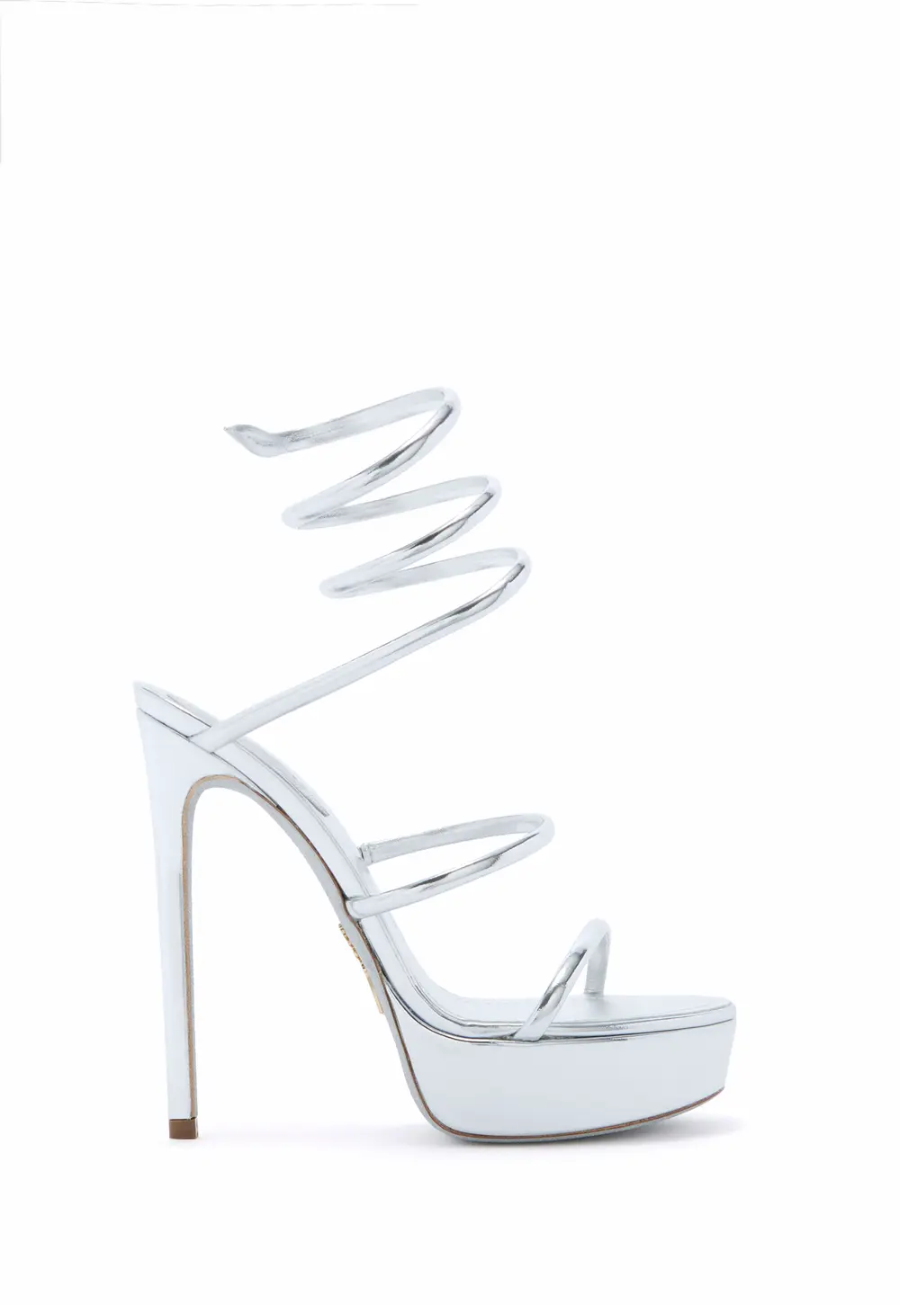 Rene Caovilla CLEO METALLIC SILVER PLATFORM SANDAL 130