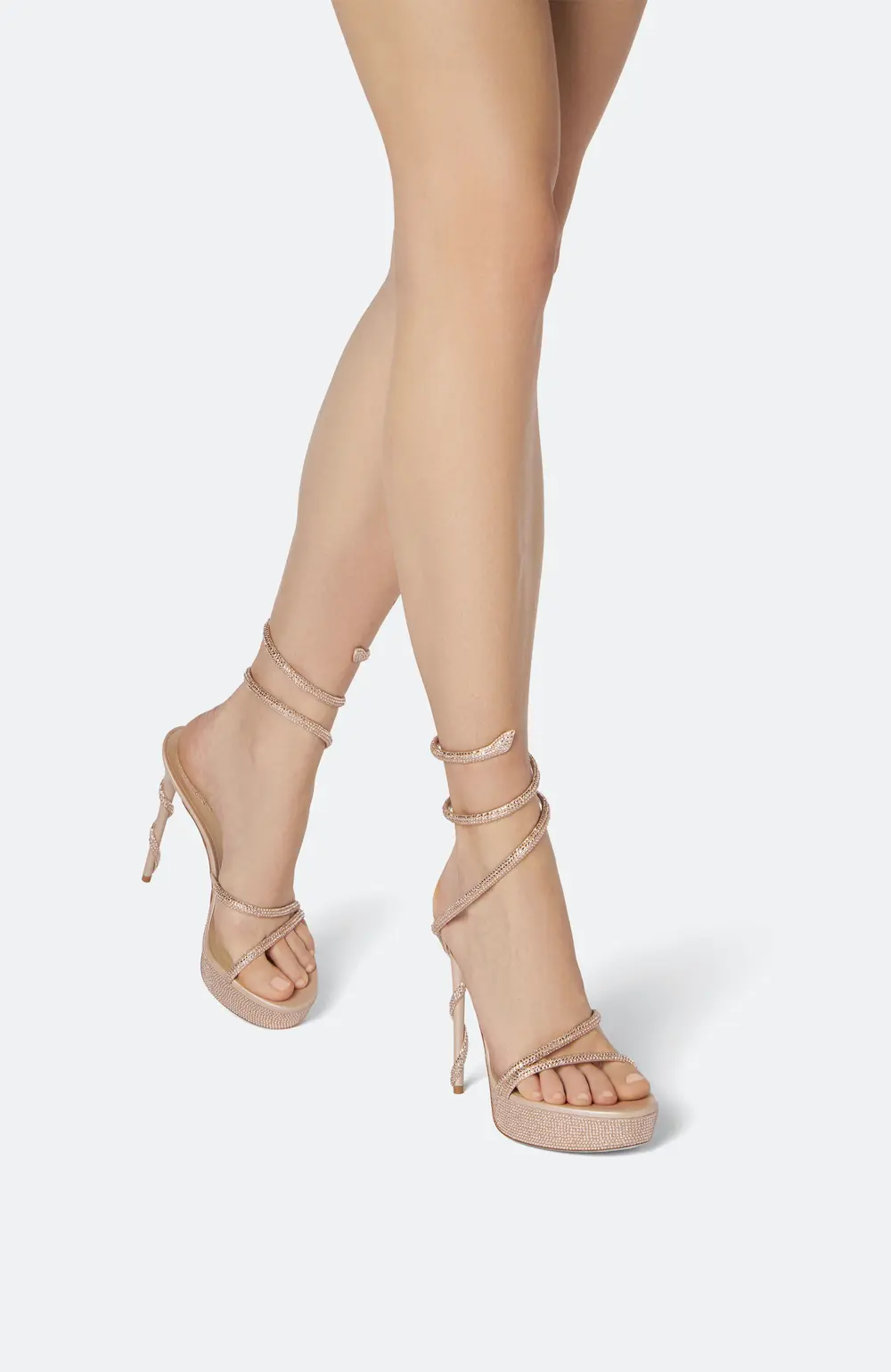 Rene Caovilla MARGOT CRYSTAL BEIGE PLATFORM SANDAL 130