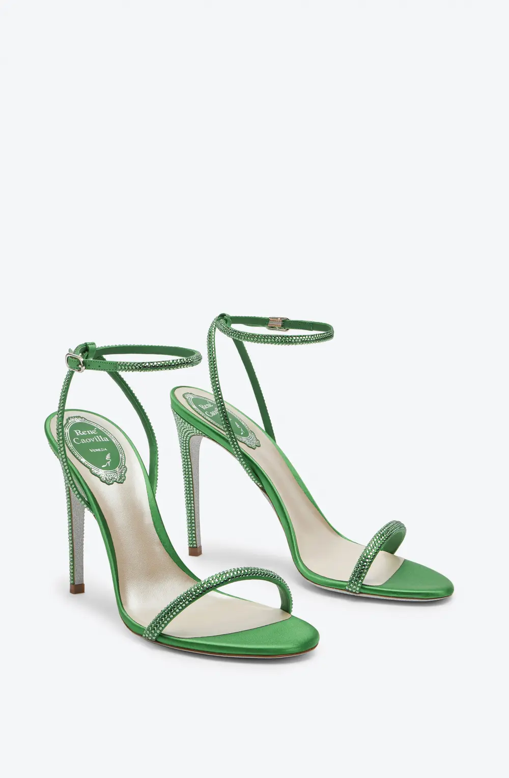 Rene Caovilla Ellabrita Crystal Green Sandal 105