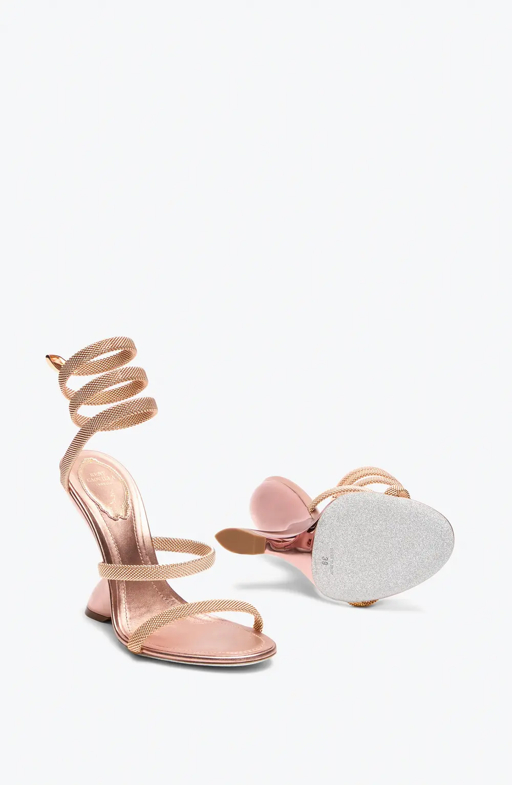 Rene Caovilla TRIGOLD SYMPHONY ROSE GOLD SANDAL 105