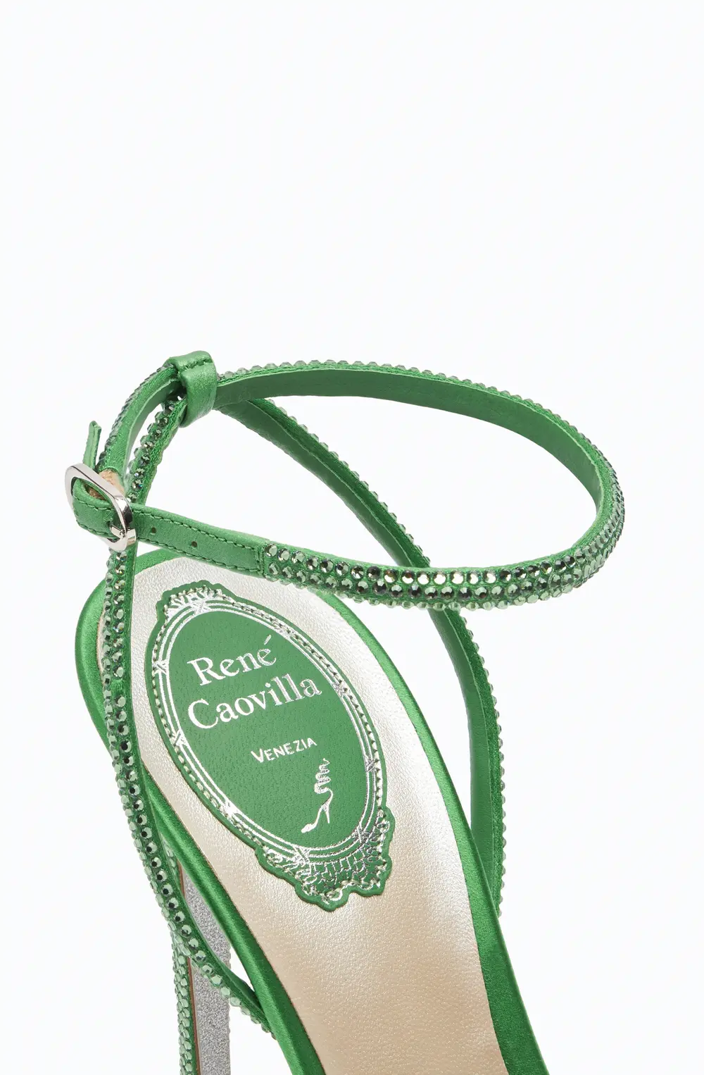 Rene Caovilla Ellabrita Crystal Green Sandal 105