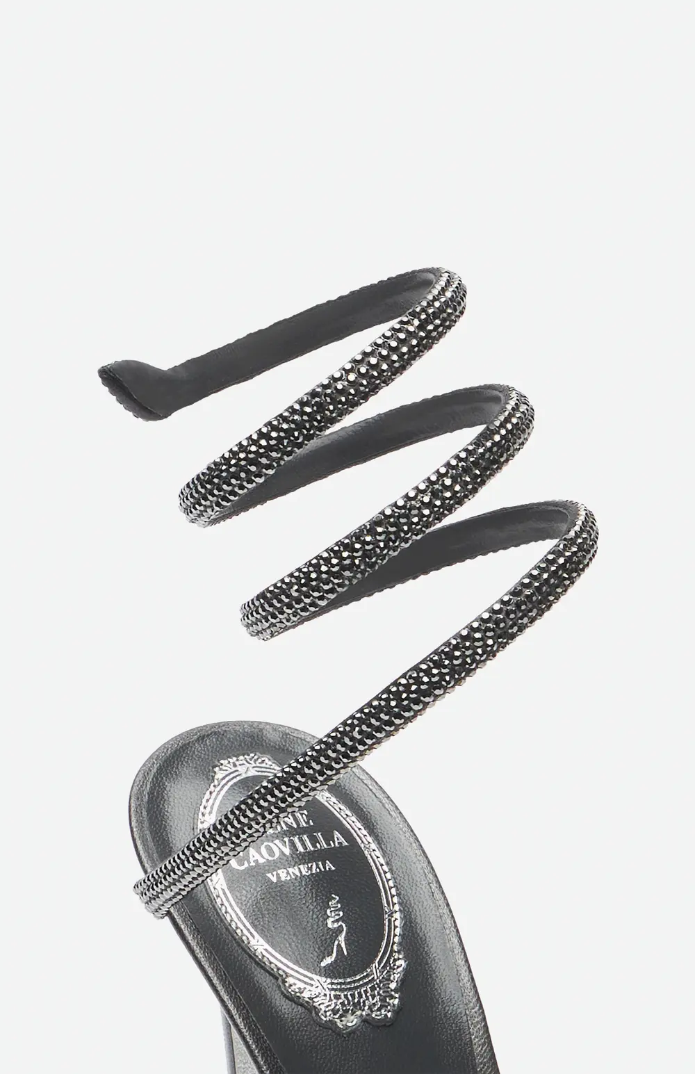 Rene Caovilla Cleo Anthracite Sandal With Crystals 105