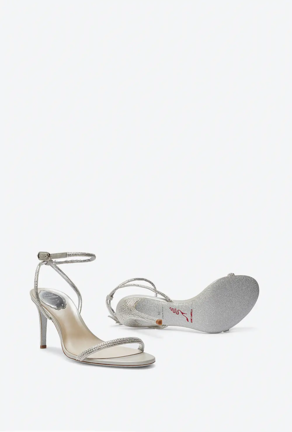 Rene Caovilla Ellabrita Crystal Silver Sandal 80