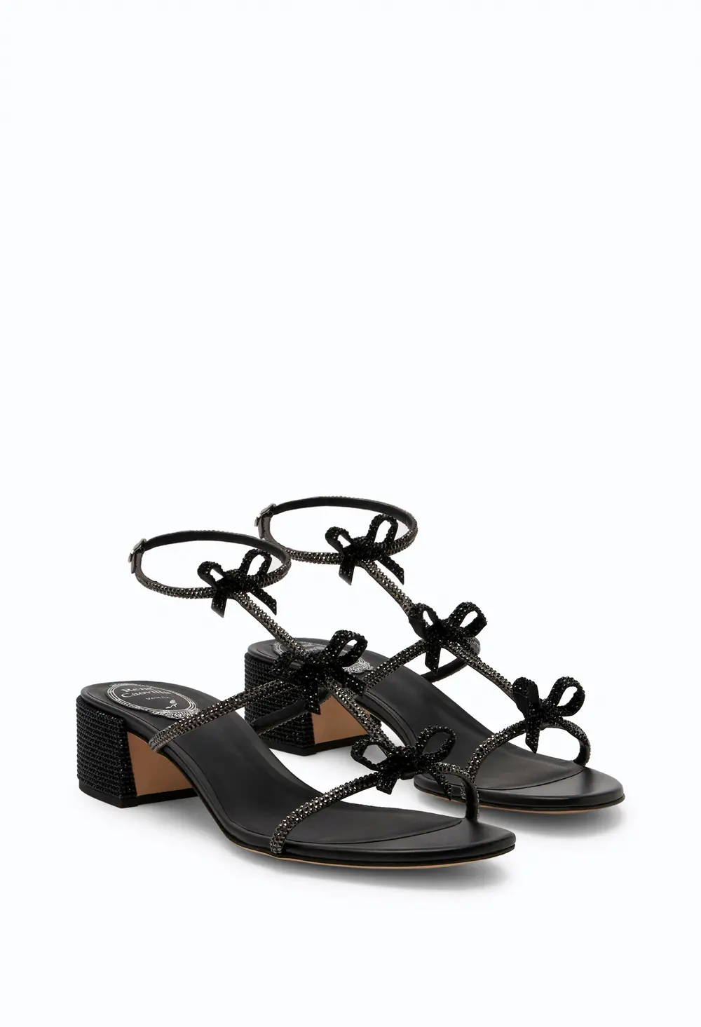 Rene Caovilla Caterina Crystal Black Sandal 40