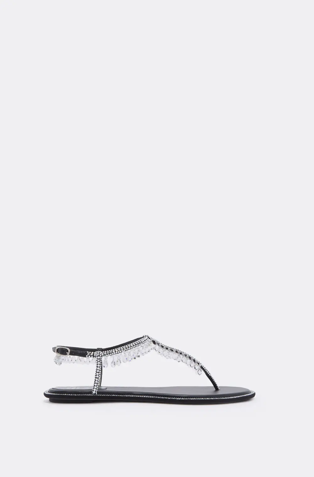 Rene Caovilla CHANDELIER BLACK THONG SANDAL 10