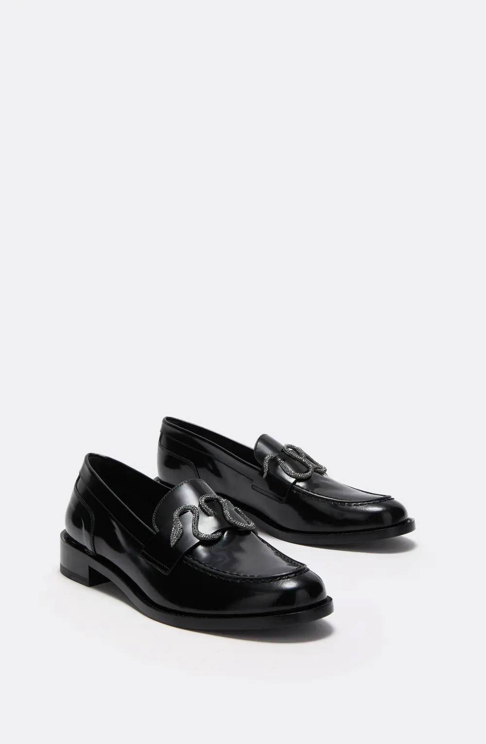Rene Caovilla Morgana Black Loafer With Black Matte Crystal 20
