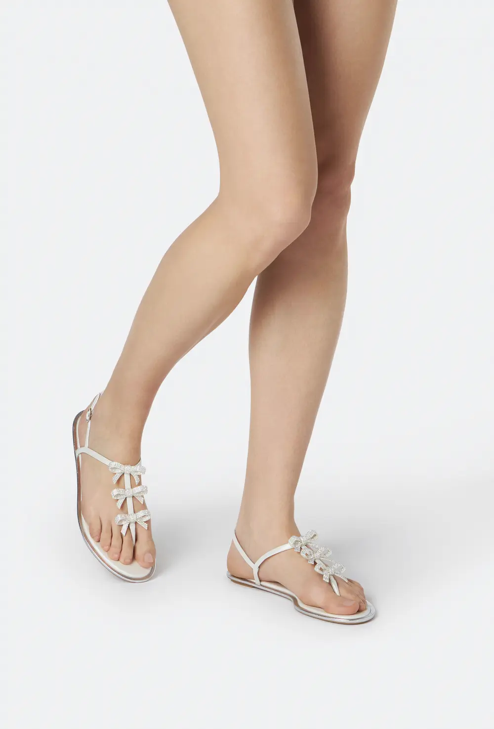 Rene Caovilla Caterina White Thong Sandal 10