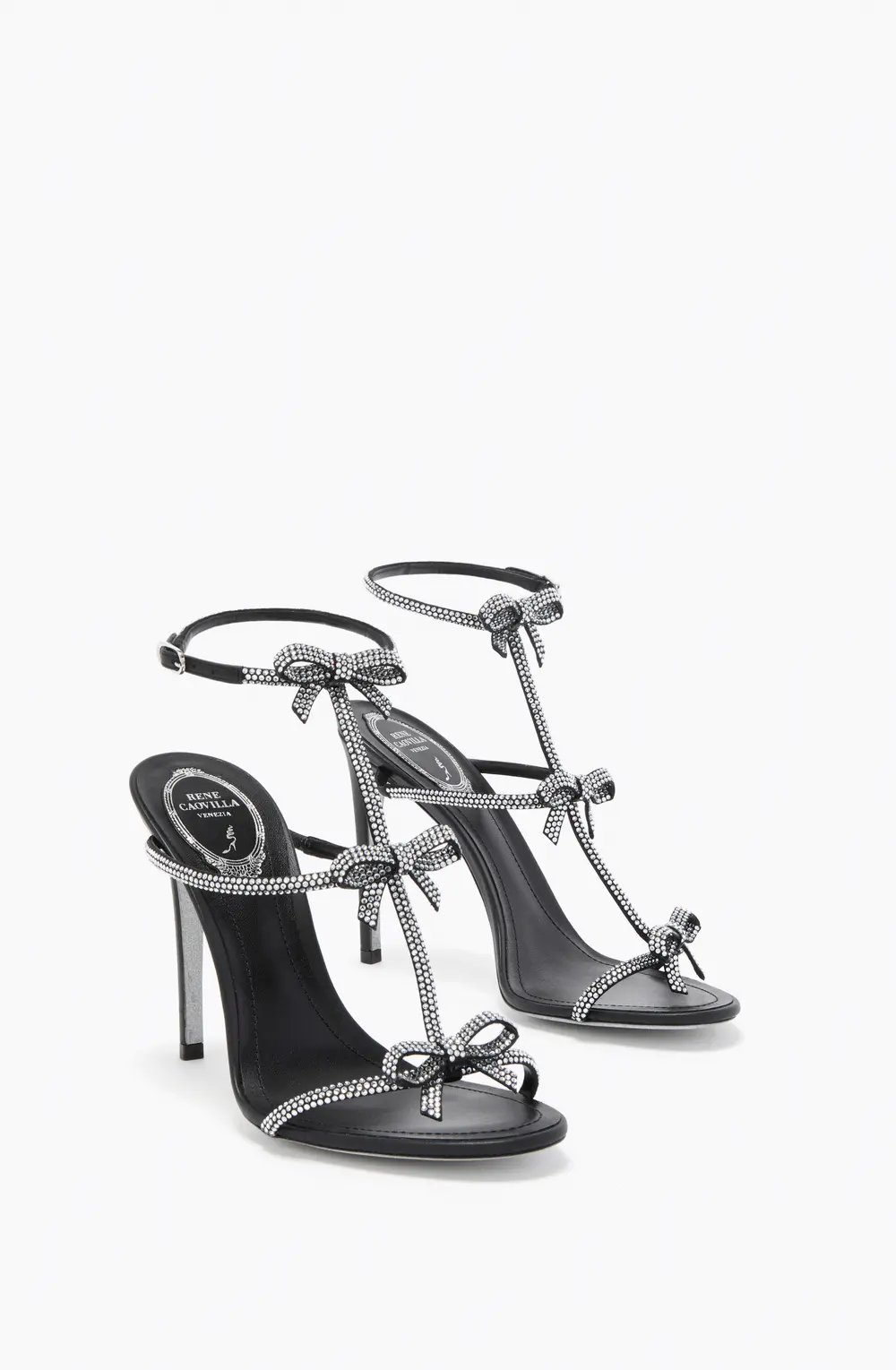 Rene Caovilla CATERINA BLACK AND SILVER SANDAL 105