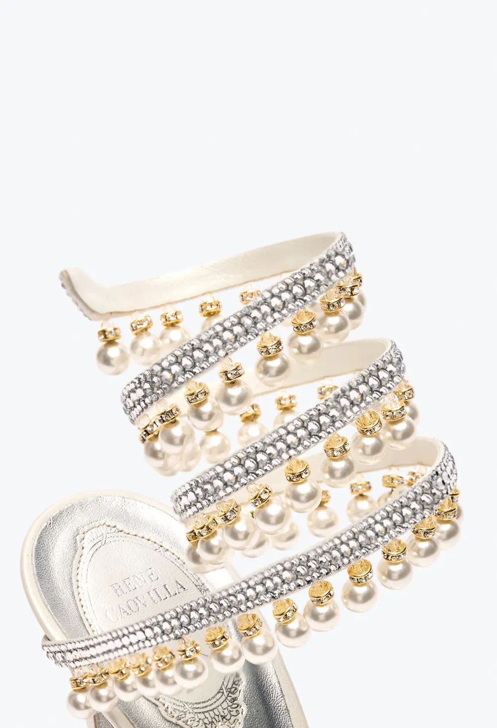 Rene Caovilla CHANDELIER IVORY SANDAL WITH PEARLS 105