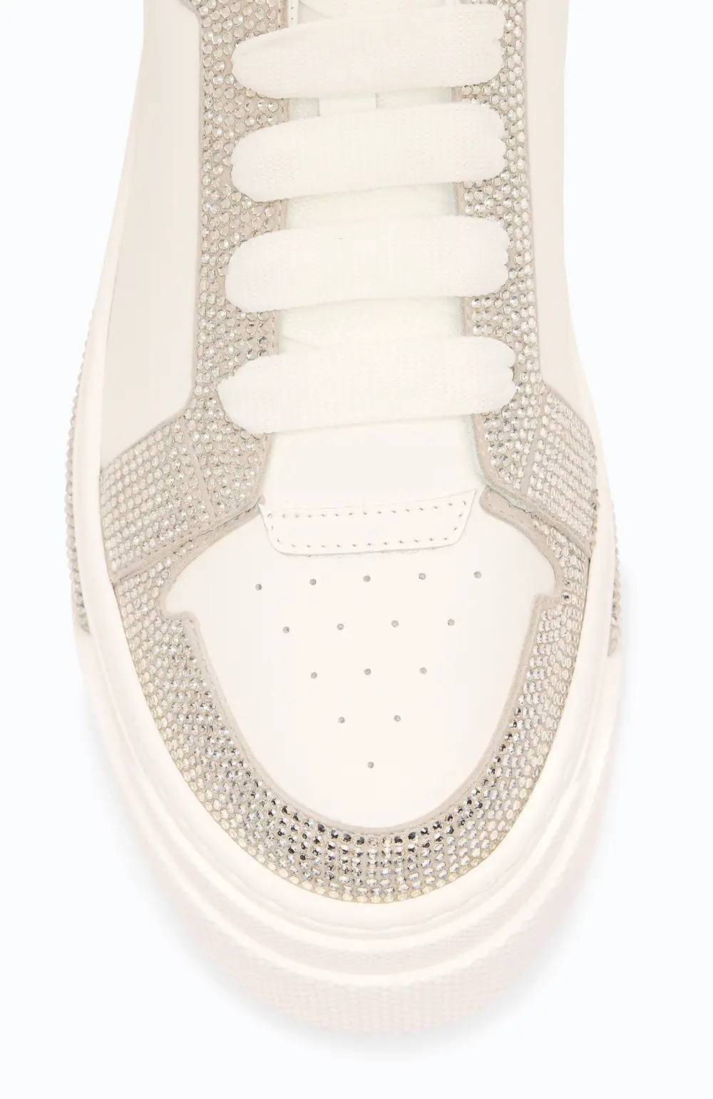 Rene Caovilla XTRA WHITE-SILVER SNEAKER WITH CRYSTALS 50