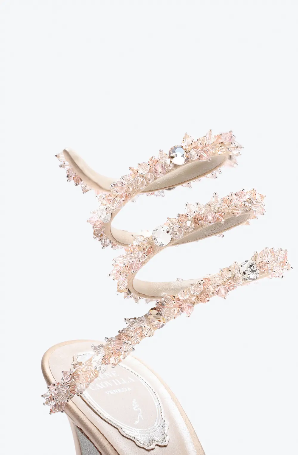 Rene Caovilla Cinderella Nude Sandal With Serpent 105