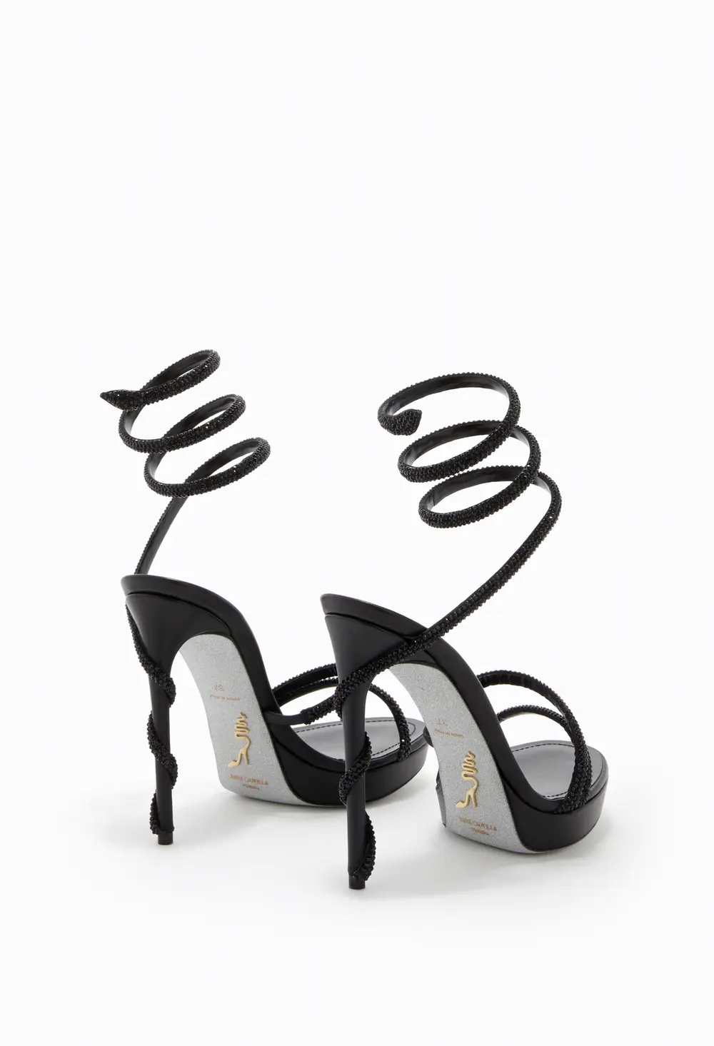 Rene Caovilla MARGOT BLACK PLATFORM SANDAL 120