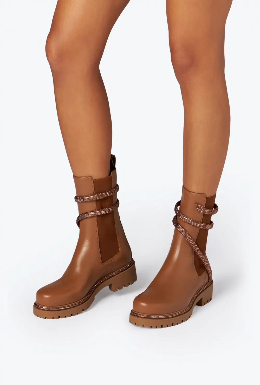 Rene Caovilla Cleo Crystal Hazelnut Bootie 25