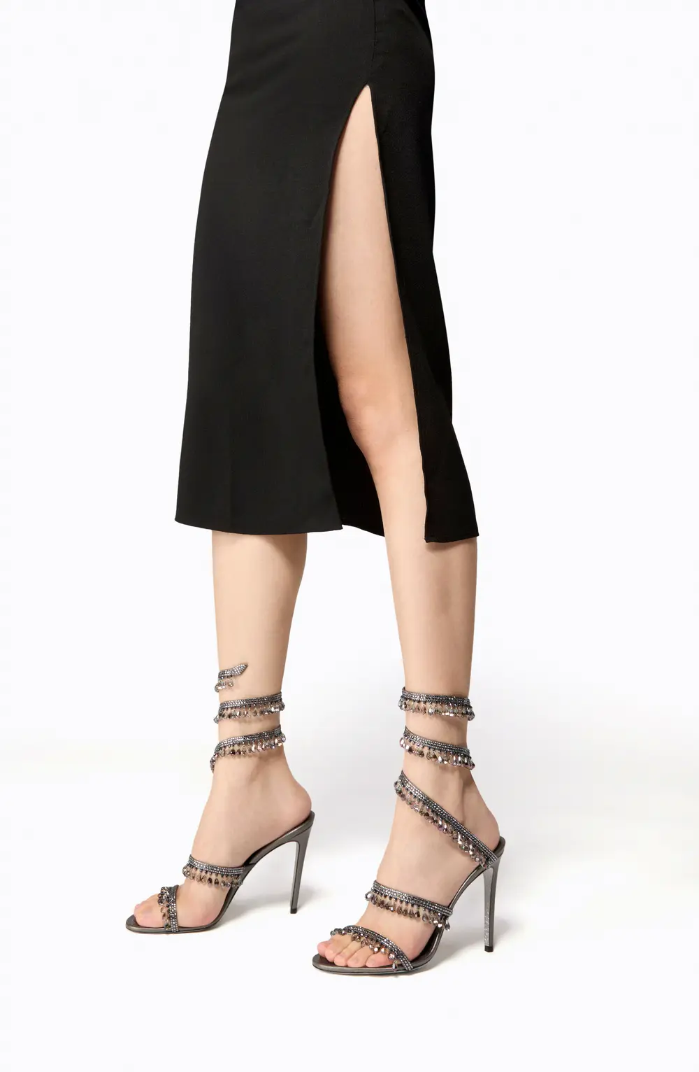 Rene Caovilla CHANDELIER GUNMETAL SANDAL 105